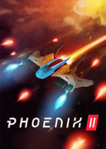Phoenix 2 cover art displaying the Phoenix ship flying out of an explosion while firing and under fire.