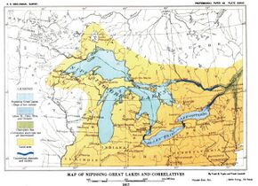 Plate 27 - Glacial Lake Nipissing and its Correlatives (USGS 1915) or 1917 Nipissing Great Lakes & correletives.JPG