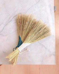 Two 'turkey tail' style brooms
