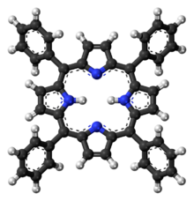 Ball-and-stick model of the tetraphenylporphyrin molecule
