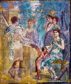 Wall painting - Artemis and Kallisto - Pompeii (VII 12 26) - Napoli MAN 111441.jpg