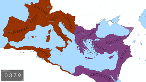 The territorial evolution of the Eastern Roman Empire under each imperial dynasty until its fall in 1453.