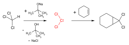 Dichlorocarbene reaction cyclohexene.svg