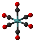 Ball and stick model of molybdenum hexacarbonyl