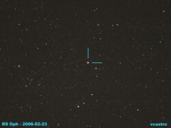 Recurrent nova RS Ophiuchi as seen 23 FEB 2006 from Mt Laguna, Calif.jpg