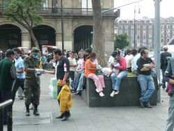 2009 Mexican military giving out swine flu masks.jpg