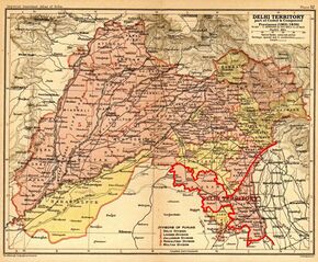 Ballabhgarh shown in Delhi Territory, near of Gurgaon, Imperial Gazetteer of India, 1908