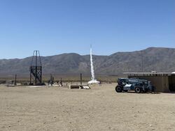 Amateur rocket launch at the Friends of Amateur Rocketry facility in the Mojave Desert.