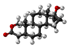 Oxandrolone molecule ball.png