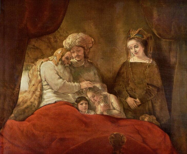 File:Rembrandt Harmensz. van Rijn - Jacob Blessing Ephraim and Manasseh - Schloss Wilhelmshöhe Kassel.jpg