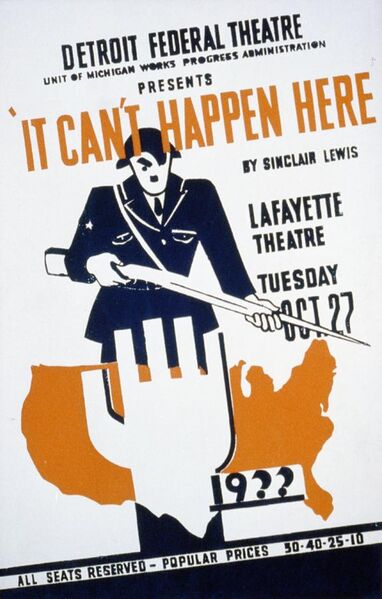 File:Sinclair Lewis It Can't Happen Here 1936 theater poster.jpg