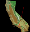 Symphyotrichum greatae distribution map: on south slopes of the San Gabriel Mountains in California.
