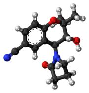 Ball-and-stick model of the cromakalim molecule
