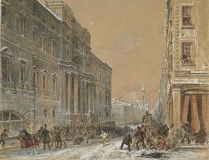 Snowballing Outside Edinburgh University (1853) - Samuel Bough