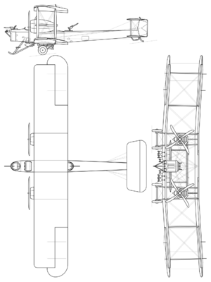 Three-view of Vickers Vimy.