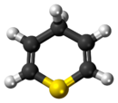 Ball-and-stick model of the 1,4-thiapyran molecule