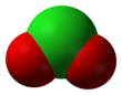 Space-filling model of the chlorite anion