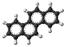 Ball-and-stick model of the chrysene molecule