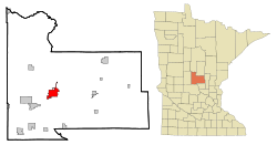 Morrison County Minnesota Incorporated and Unincorporated areas Little Falls Highlighted.svg