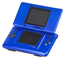 Electric blue Nintendo DS game console