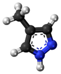 Ball-and-stick model of the fomepizole molecule