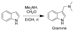 Synthesis of gramine from indole
