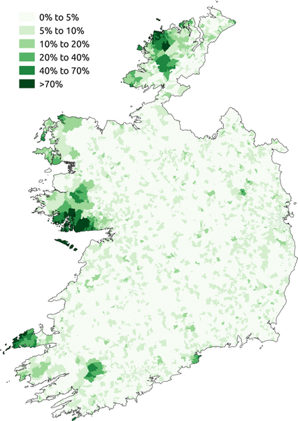 File:Percentage stating they speak Irish daily outside the education system in the 2011 census.png