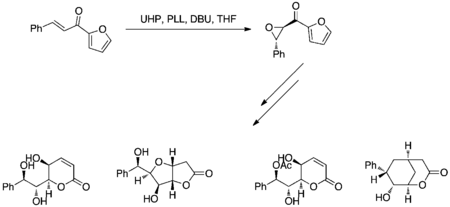 The Juliá–Colonna Epoxidation has been applied to the Total Synthesis of (+)-goniotriol 7, (+)-goniofufurone 8, (+)-8-acetylgoniotriol 9 and gonio-pypyrone.