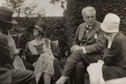 Walter de la Mare, Bertha Georgie Yeats (née Hyde-Lees), William Butler Yeats, unknown woman by Lady Ottoline Morrell.jpg