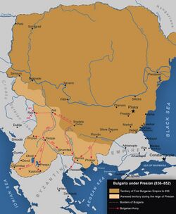 A map of the Bulgarian Empire in the 9th century