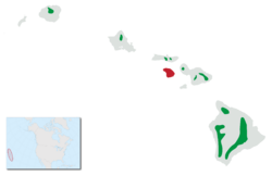 Drepanis coccinea - distribution map.svg