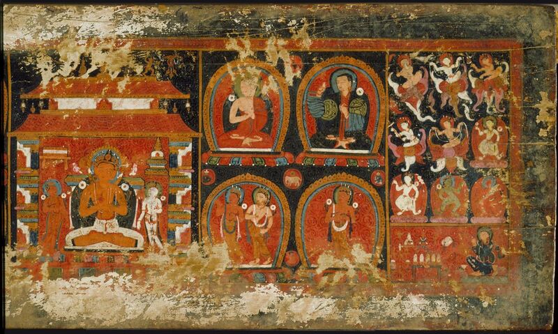 File:Enshrined Manjushri with Monks and Deities, Cover of a Prajnaparamita (The Perfection of Wisdom) LACMA M.82.42.5.jpg