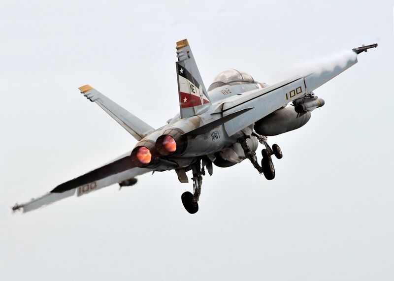 File:F-18F after launch from USS Abraham Lincoln (CVN-72).jpg