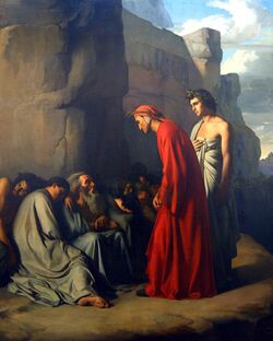 Hippolyte Flandrin - Le Dante, conduit par Virgile, offre des consolations aux âmes des Envieux.jpg