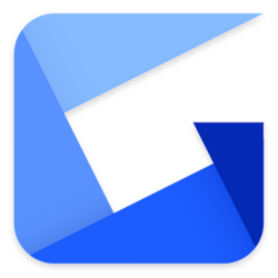 The blue Gyazo logo that resembles a folded paper in the shape of a G.
