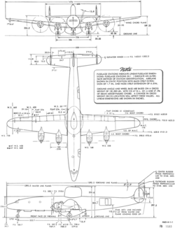 3-view line drawing of the Lockheed RC-121C Warning Star