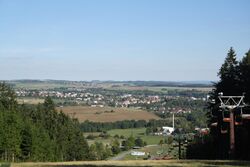 Overview of Bítešská vrchovina from Harusův kopec in Nové Město na Moravě, Žďár nad Sázavou District.jpg