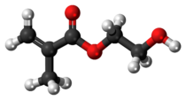 Ball-and-stick model of the hydroxyethyl methacrylate molecule