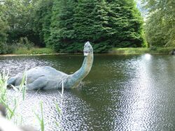 Model of a dinosaur in water