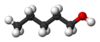 Ball and stick model of 1-pentanol