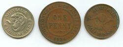 Australian pre decimal coins penny shilling.jpg