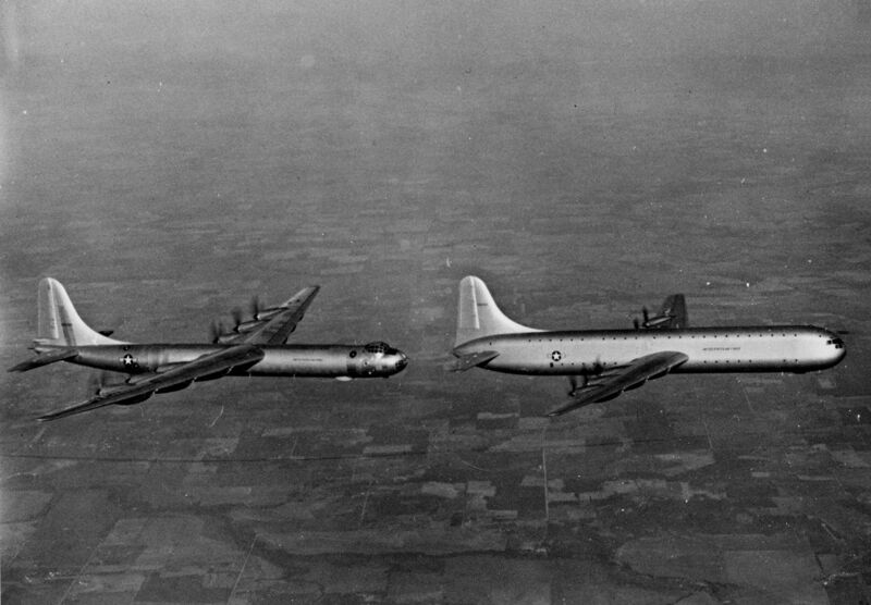 File:Convair XC-99 and B-36B in flight c1949.jpg