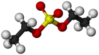 Space filling molecular structure of diethyl sulfate.