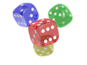 Four transparent dices