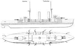 side and top view diagrams of the ship