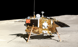 The Chang'e-4 lander imaged by the Yutu-2 rover on the lunar far side.