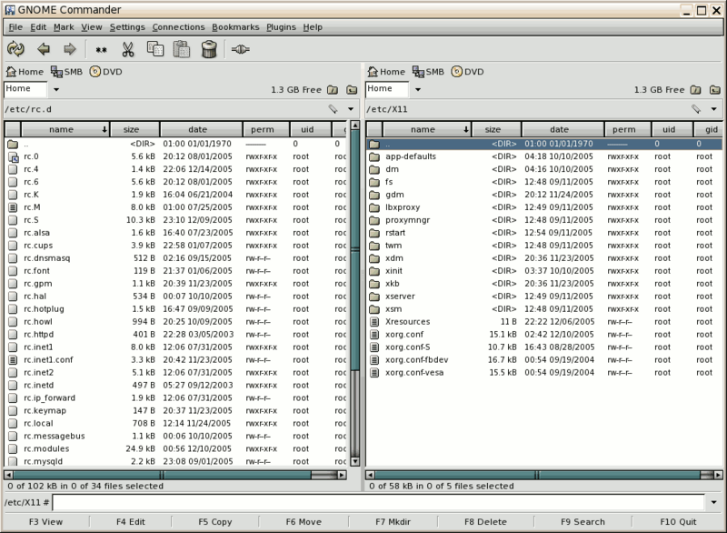 File:GNOME Commander main window screenshot, 2007.png