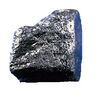 A shiny grey-black cuboid nugget with a rough surface.