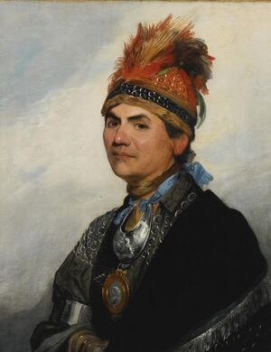 Painting of a young Joseph Brant in ceremonial dress