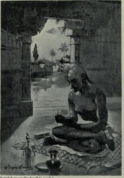 A 20th-century artist's impression of Kālidāsa composing the Meghadūta